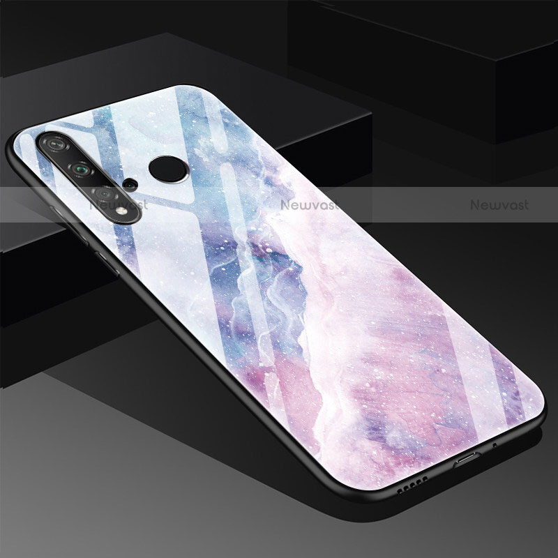 Silicone Frame Fashionable Pattern Mirror Case Cover S03 for Huawei P20 Lite (2019) Pink