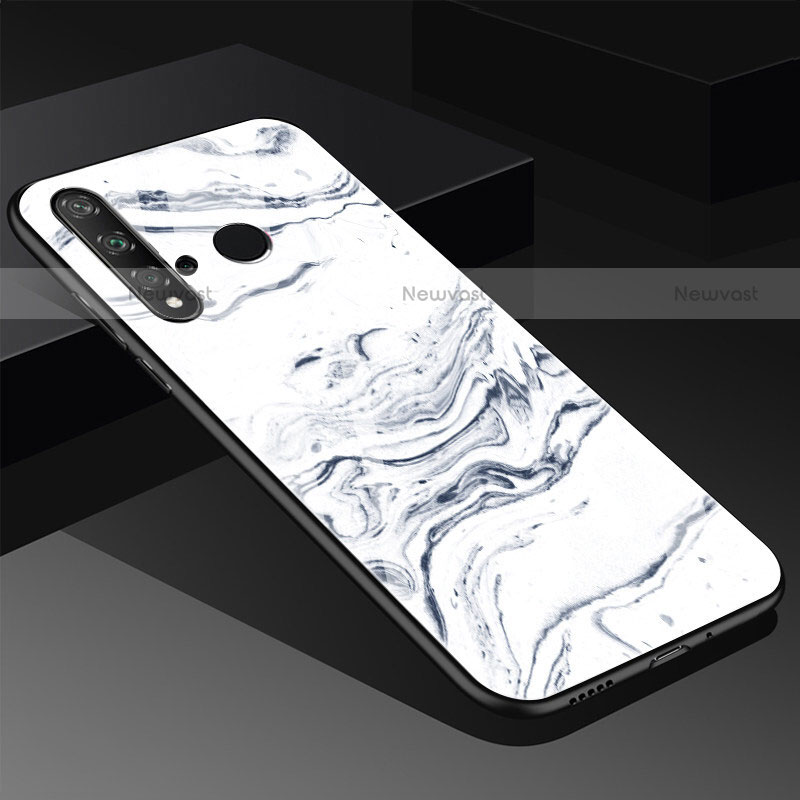 Silicone Frame Fashionable Pattern Mirror Case Cover S03 for Huawei P20 Lite (2019) White