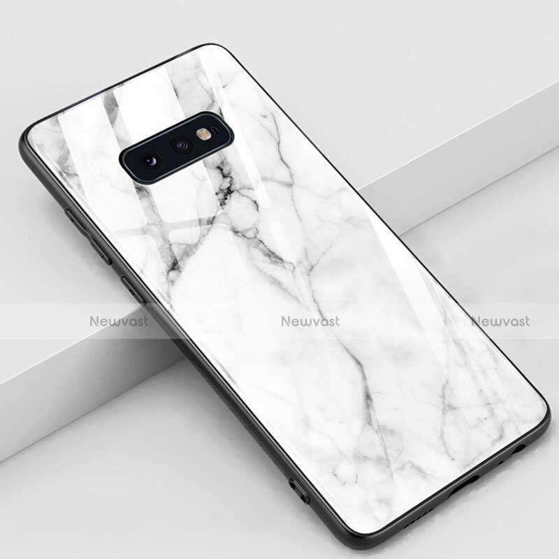 Silicone Frame Fashionable Pattern Mirror Case Cover S03 for Samsung Galaxy S10e White