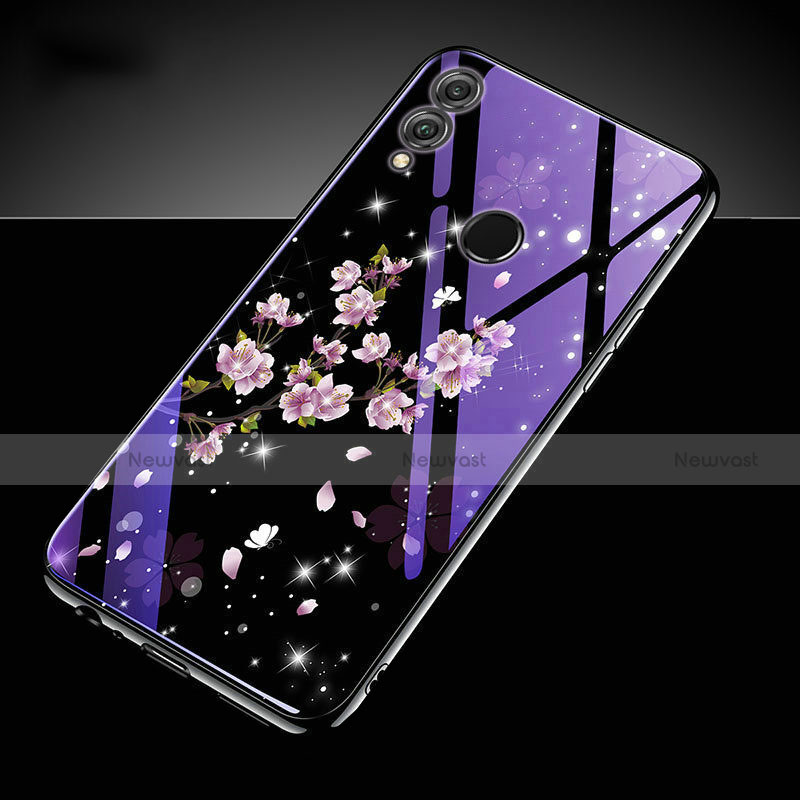 Silicone Frame Fashionable Pattern Mirror Case Cover S04 for Huawei Honor 10 Lite Purple