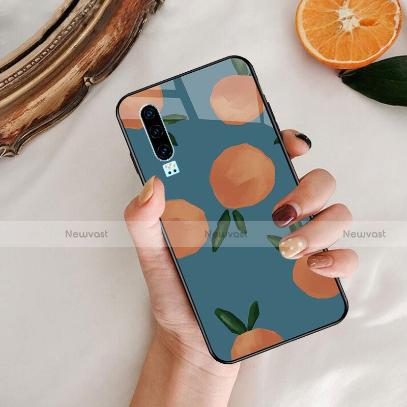 Silicone Frame Fashionable Pattern Mirror Case Cover S04 for Huawei P30 Blue