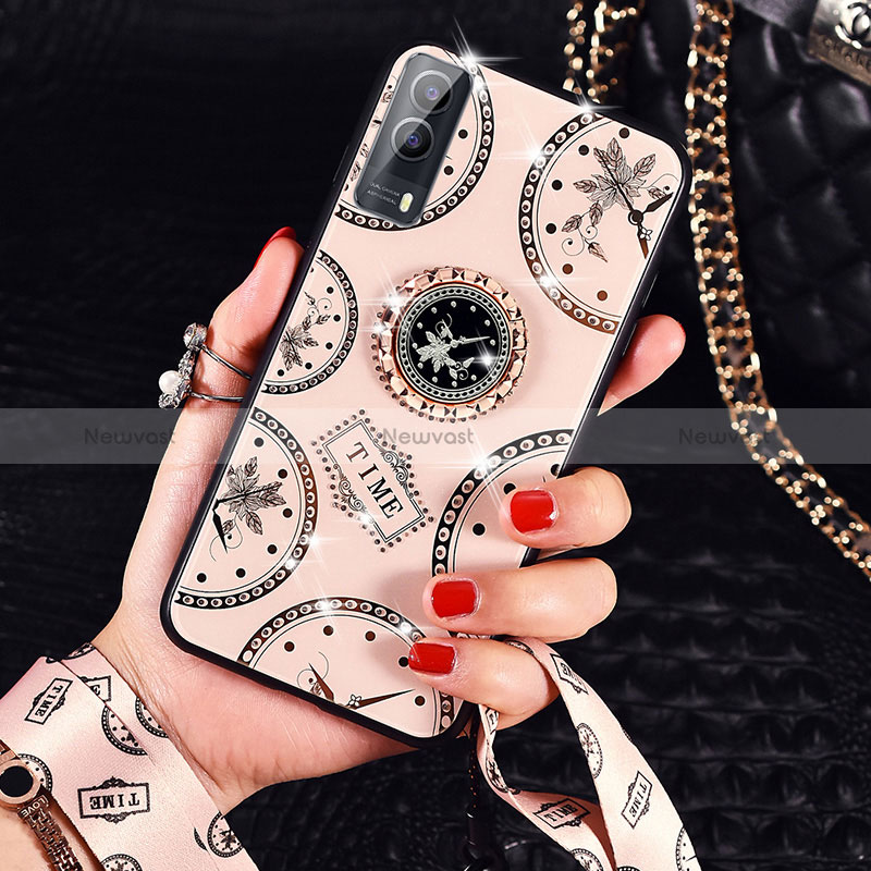 Silicone Frame Fashionable Pattern Mirror Case Cover TB1 for Vivo iQOO Z5x 5G