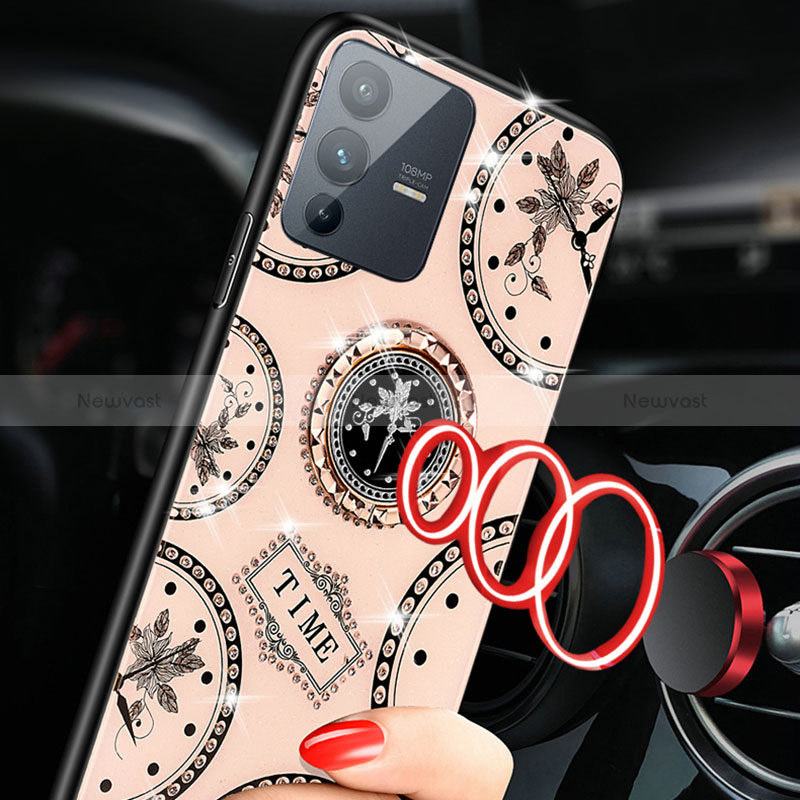 Silicone Frame Fashionable Pattern Mirror Case Cover TB1 for Vivo V23 5G