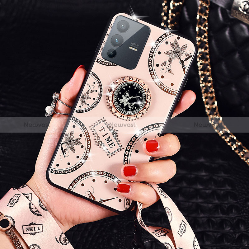 Silicone Frame Fashionable Pattern Mirror Case Cover TB1 for Vivo V23 Pro 5G