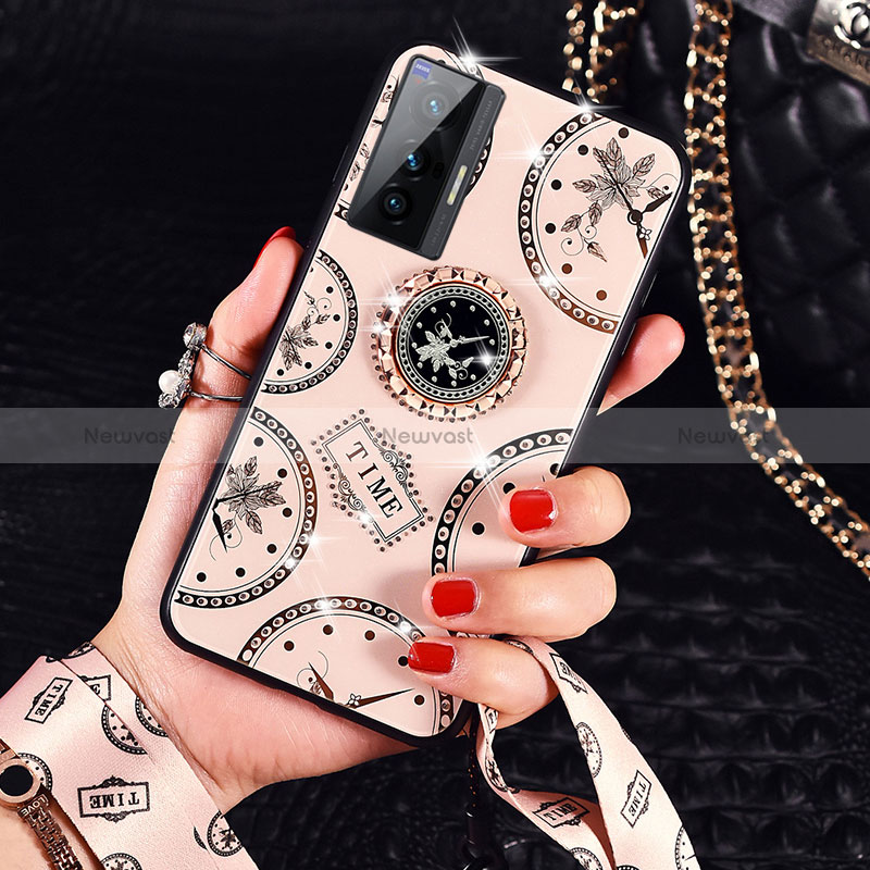 Silicone Frame Fashionable Pattern Mirror Case Cover TB1 for Vivo X70t