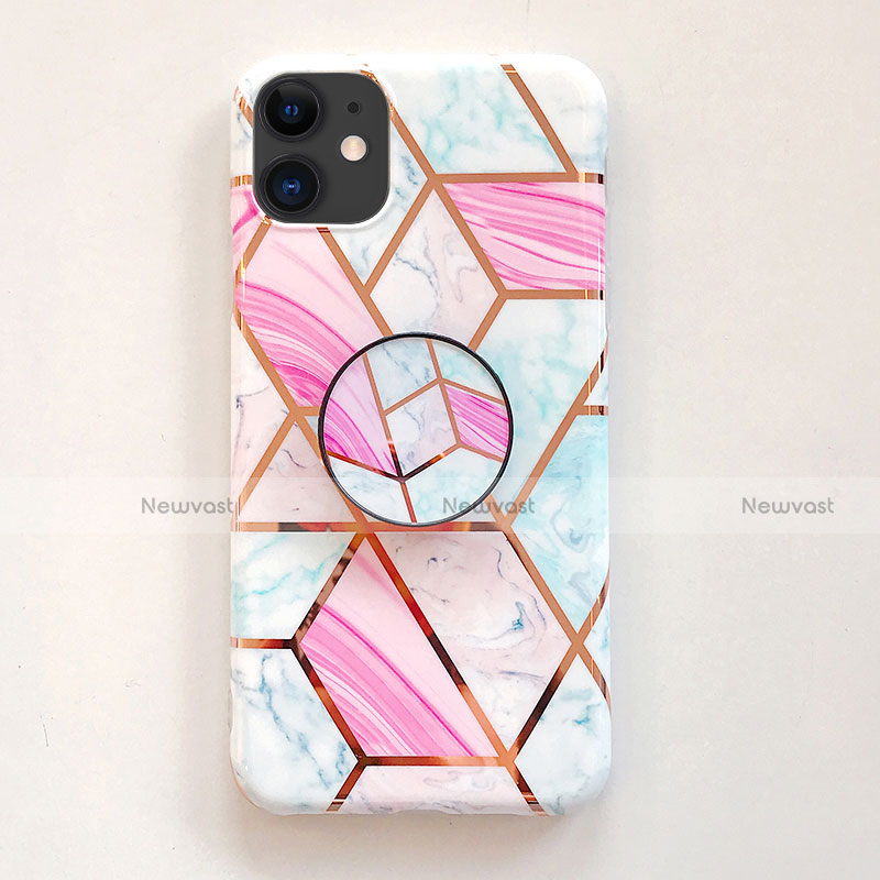 Silicone Frame Fashionable Pattern Mirror Case for Apple iPhone 11 Pink