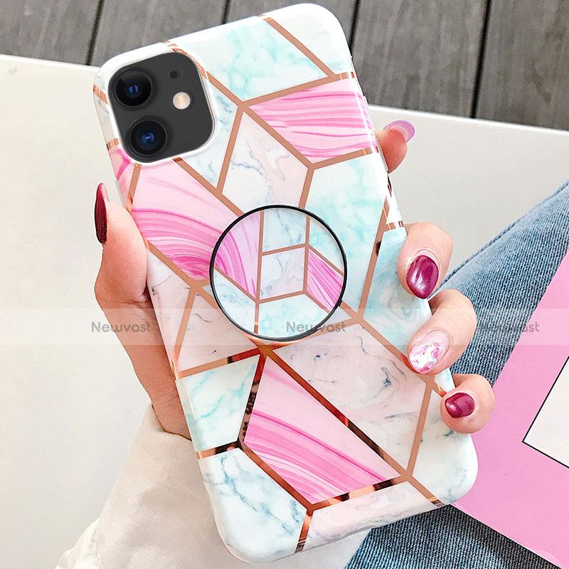 Silicone Frame Fashionable Pattern Mirror Case for Apple iPhone 11 Pink