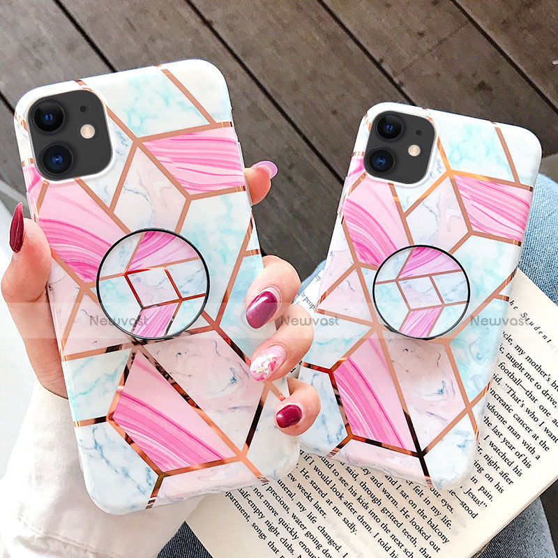 Silicone Frame Fashionable Pattern Mirror Case for Apple iPhone 11 Pink