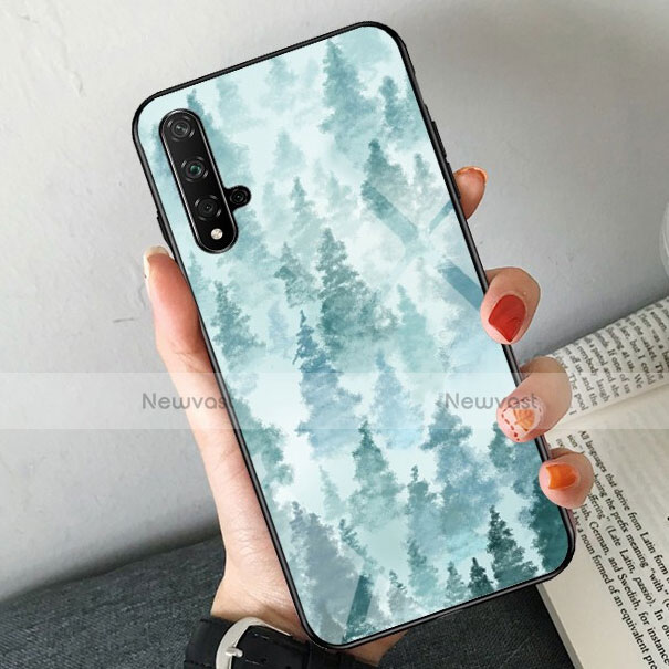 Silicone Frame Fashionable Pattern Mirror Case for Huawei Honor 20S Green