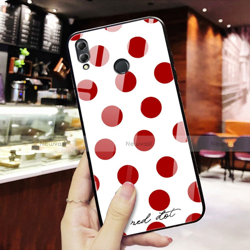 Silicone Frame Fashionable Pattern Mirror Case for Huawei Honor V10 Lite Red