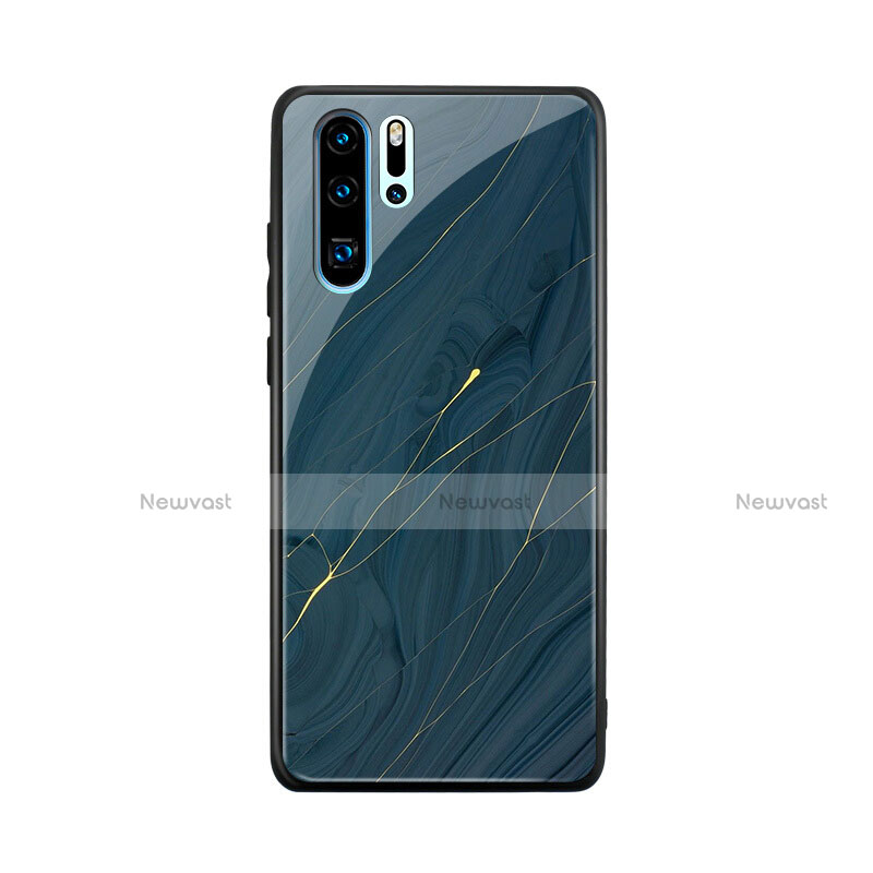 Silicone Frame Fashionable Pattern Mirror Case K01 for Huawei P30 Pro Blue