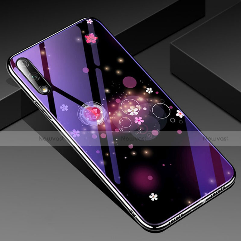 Silicone Frame Flowers Mirror Case Cover for Huawei Honor 9X Purple