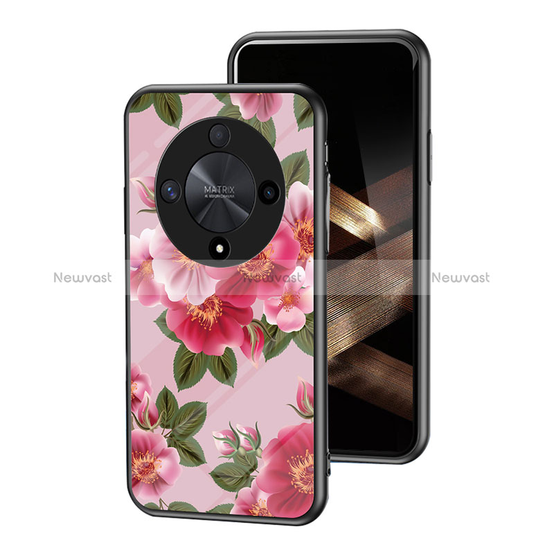 Silicone Frame Flowers Mirror Case Cover for Huawei Honor X9b 5G