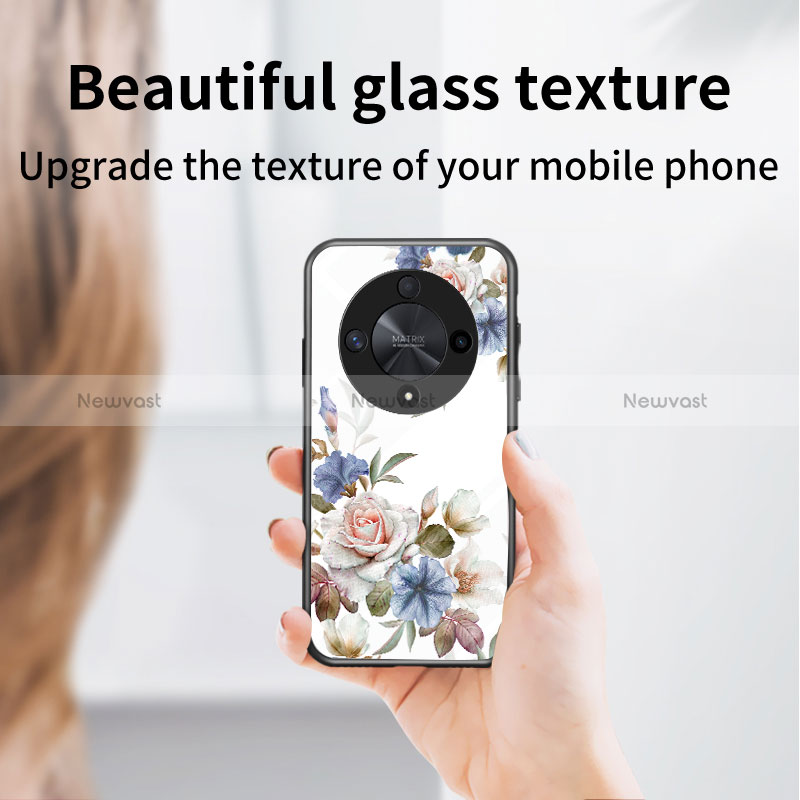 Silicone Frame Flowers Mirror Case Cover for Huawei Honor X9b 5G