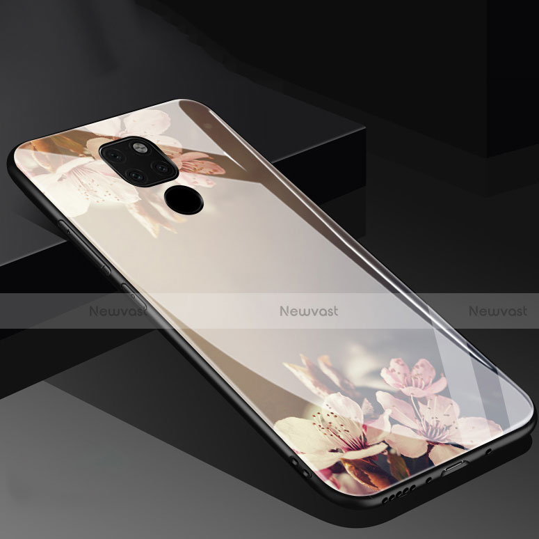 Silicone Frame Flowers Mirror Case Cover for Huawei Mate 20 Gold