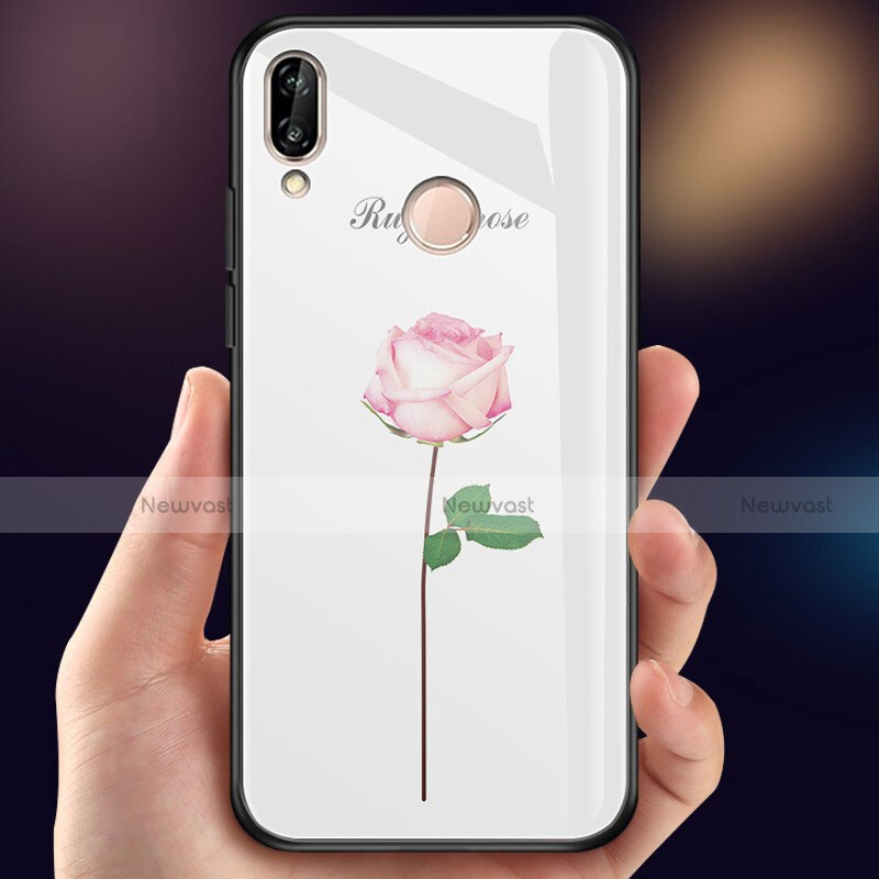 Silicone Frame Flowers Mirror Case Cover for Huawei Nova 3e