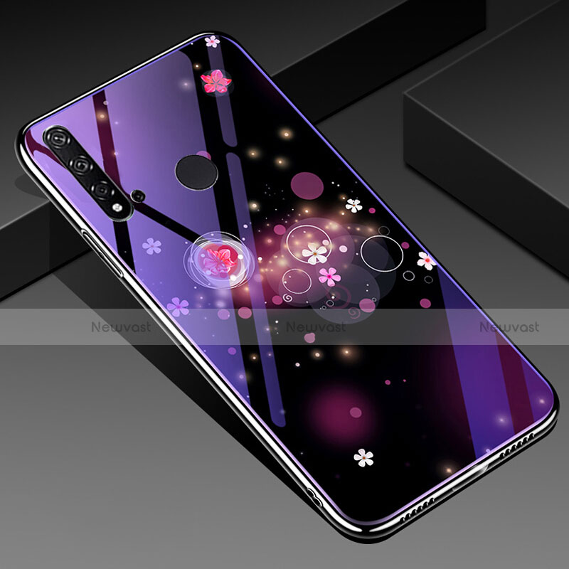 Silicone Frame Flowers Mirror Case Cover for Huawei Nova 5i Purple