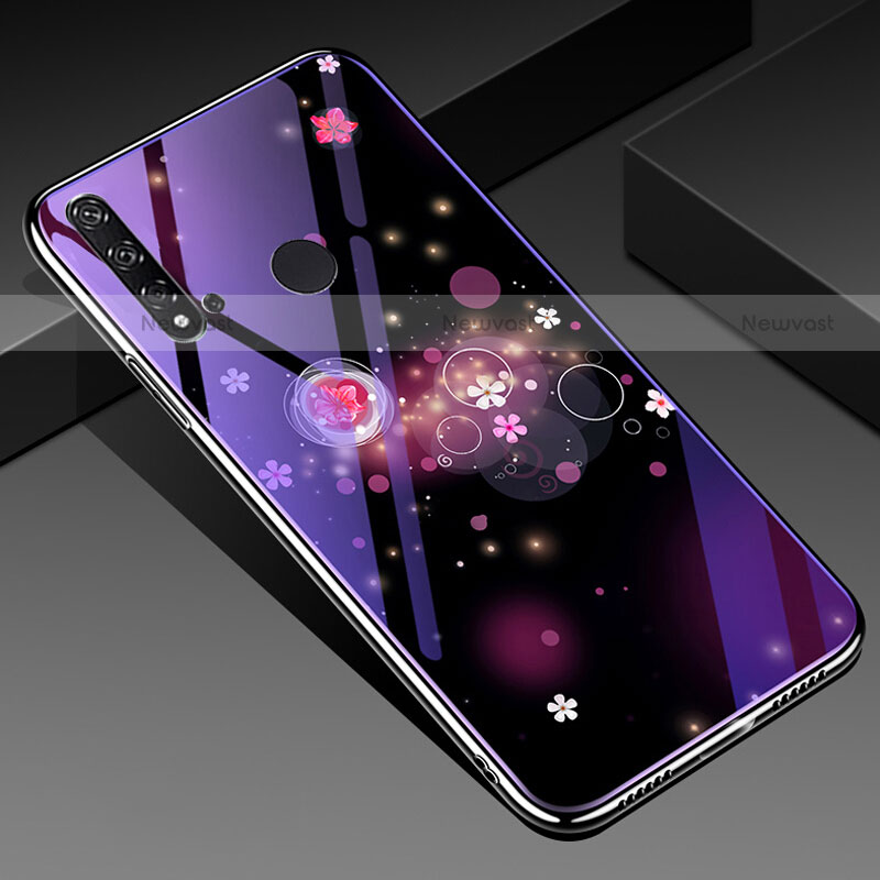 Silicone Frame Flowers Mirror Case Cover for Huawei P20 Lite (2019) Purple