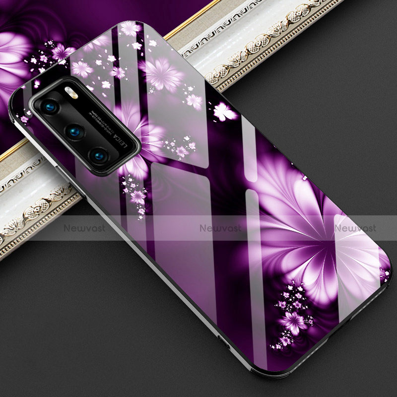 Silicone Frame Flowers Mirror Case Cover for Huawei P40