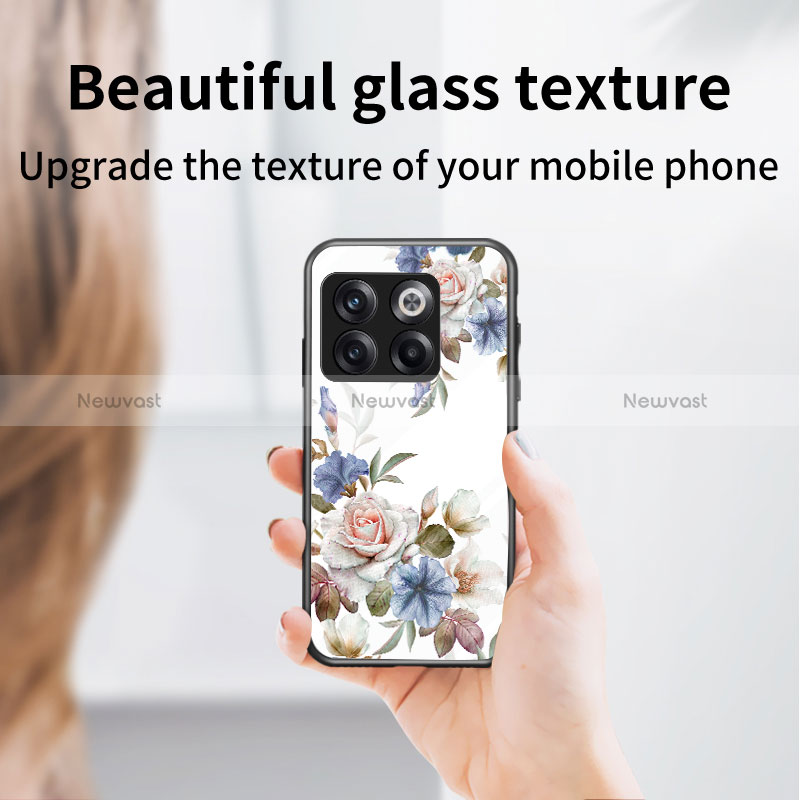 Silicone Frame Flowers Mirror Case Cover for OnePlus 10T 5G