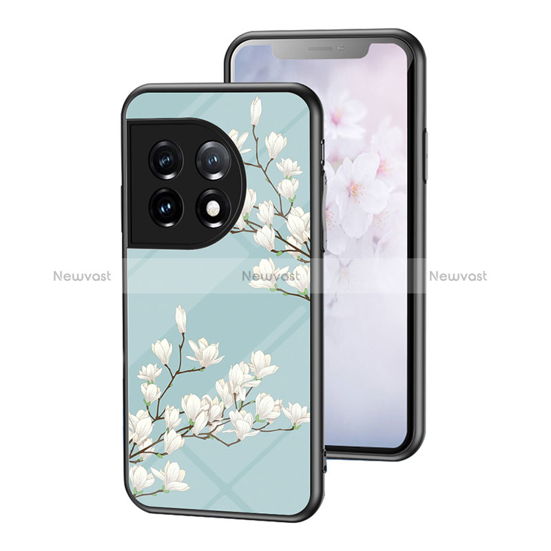 Silicone Frame Flowers Mirror Case Cover for OnePlus 11 5G