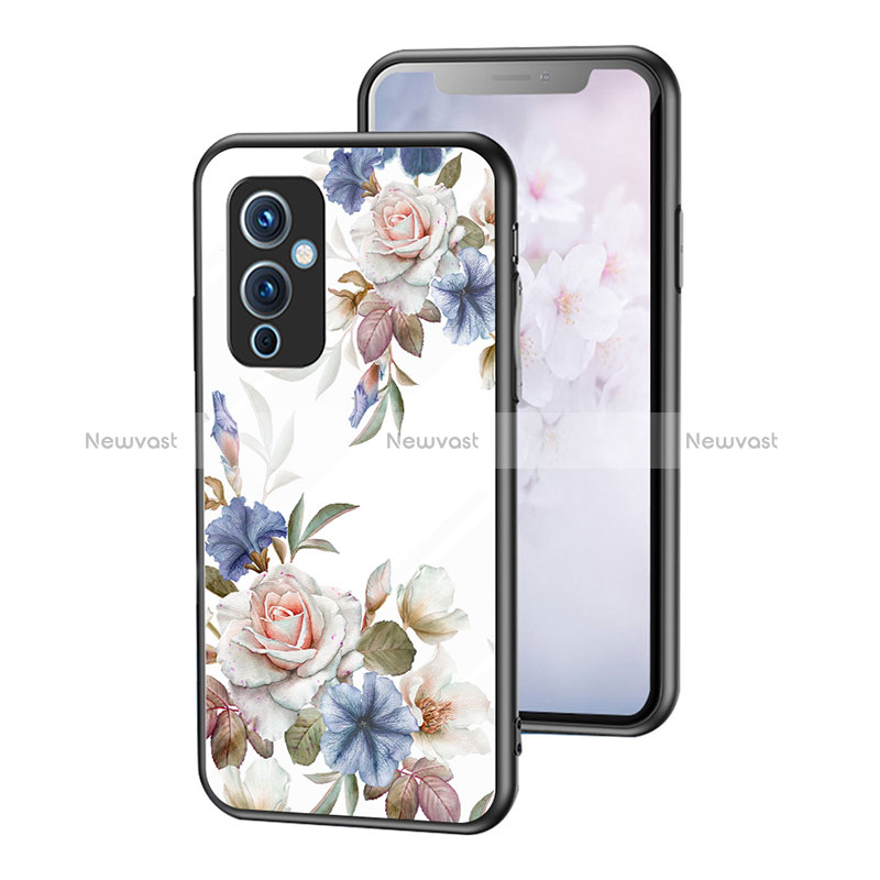 Silicone Frame Flowers Mirror Case Cover for OnePlus 9 5G