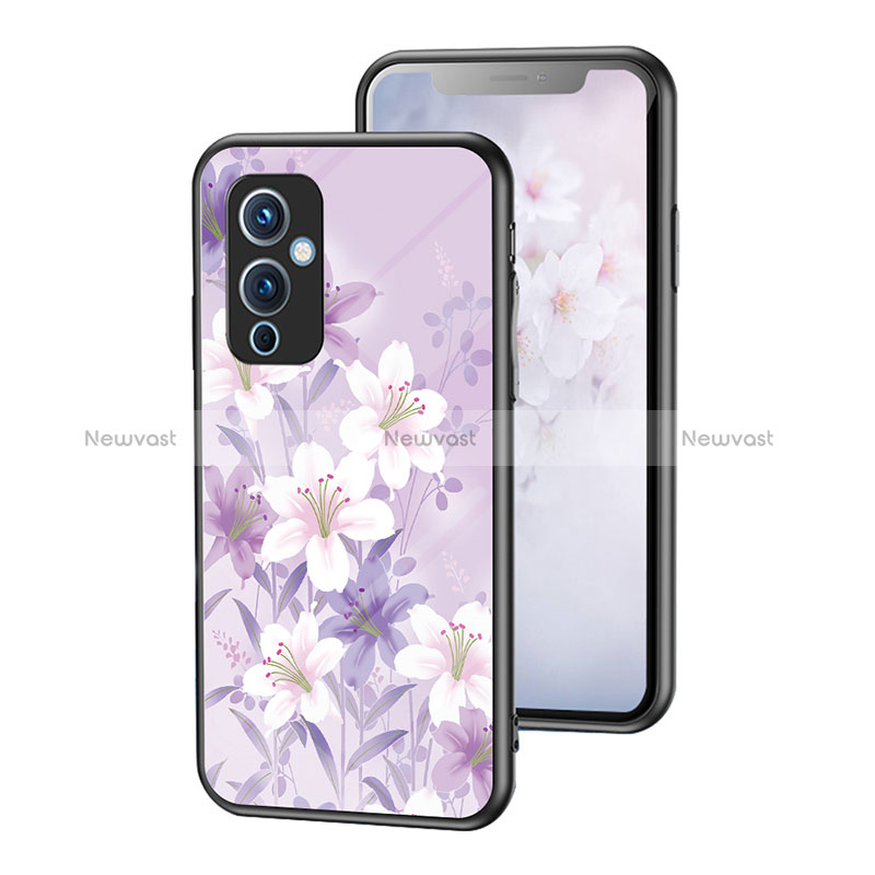 Silicone Frame Flowers Mirror Case Cover for OnePlus 9 5G