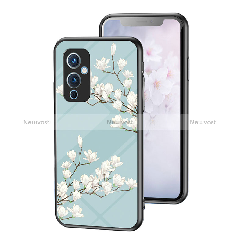 Silicone Frame Flowers Mirror Case Cover for OnePlus 9 5G