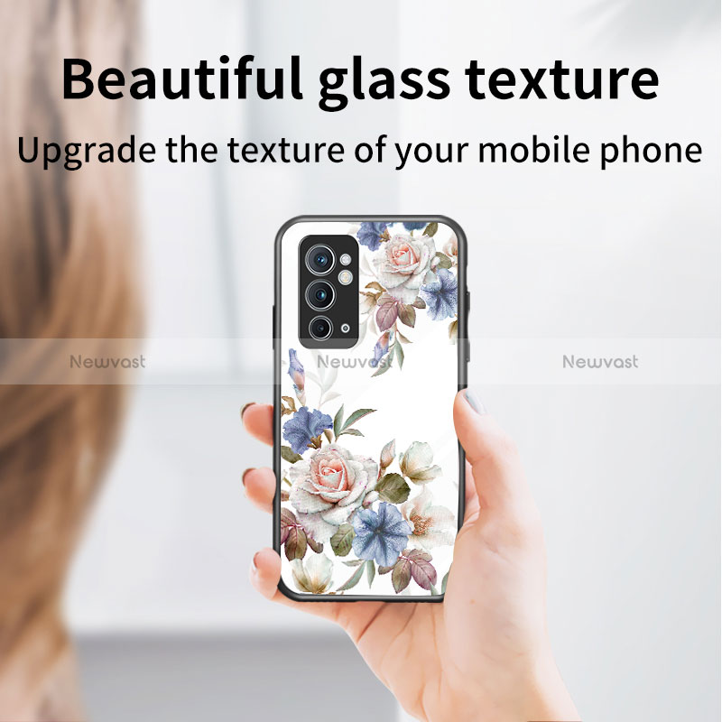 Silicone Frame Flowers Mirror Case Cover for OnePlus 9RT 5G