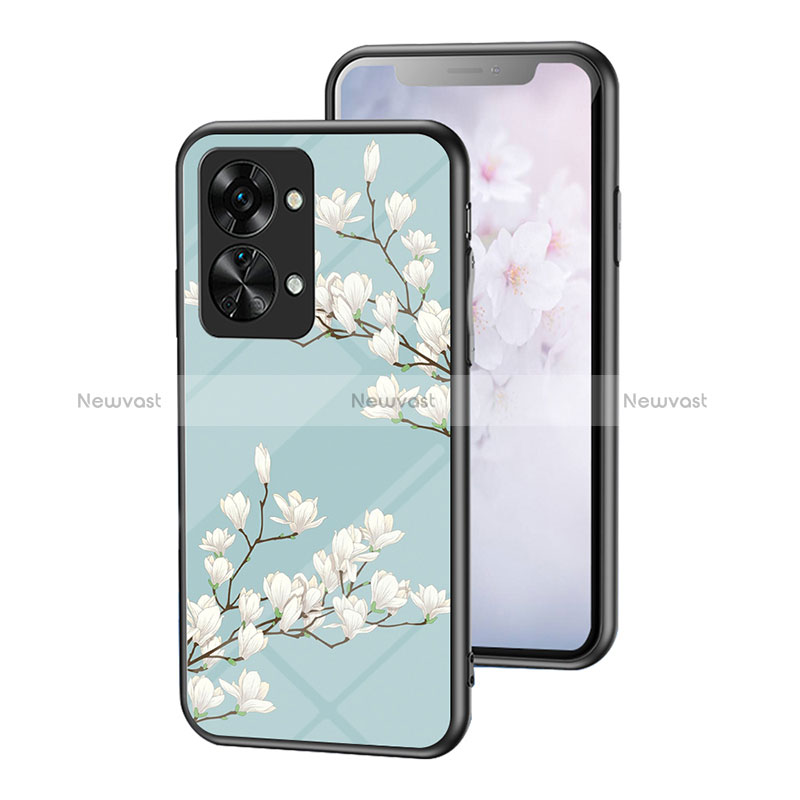 Silicone Frame Flowers Mirror Case Cover for OnePlus Nord 2T 5G