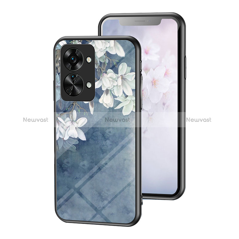 Silicone Frame Flowers Mirror Case Cover for OnePlus Nord 2T 5G