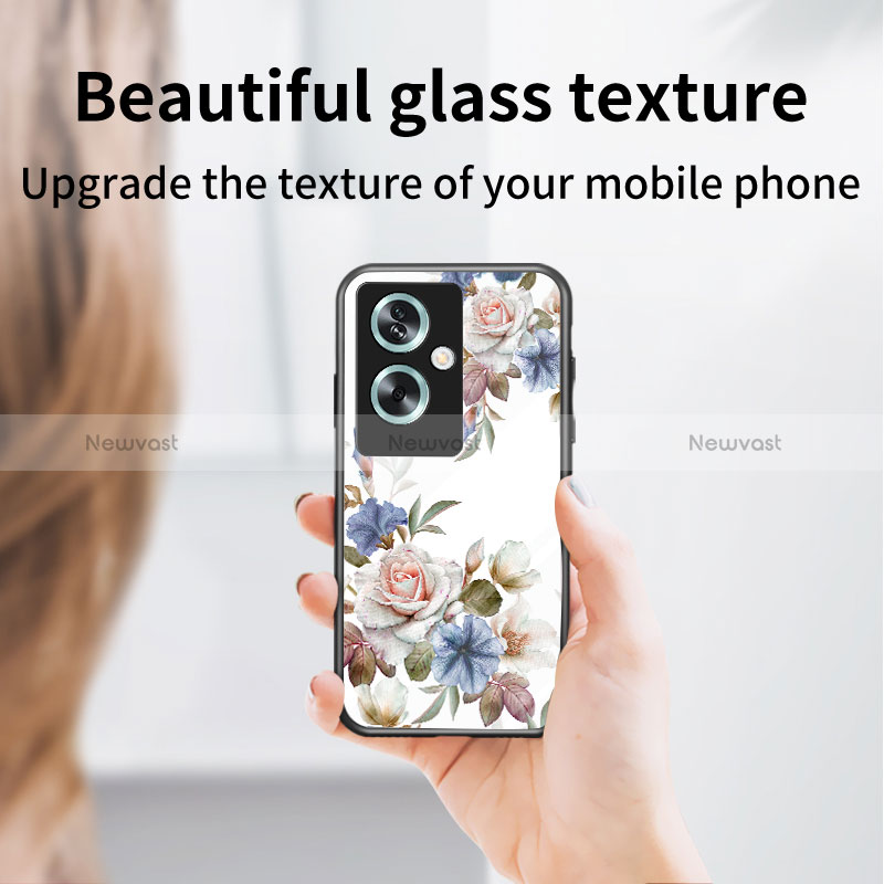 Silicone Frame Flowers Mirror Case Cover for Oppo A2 5G