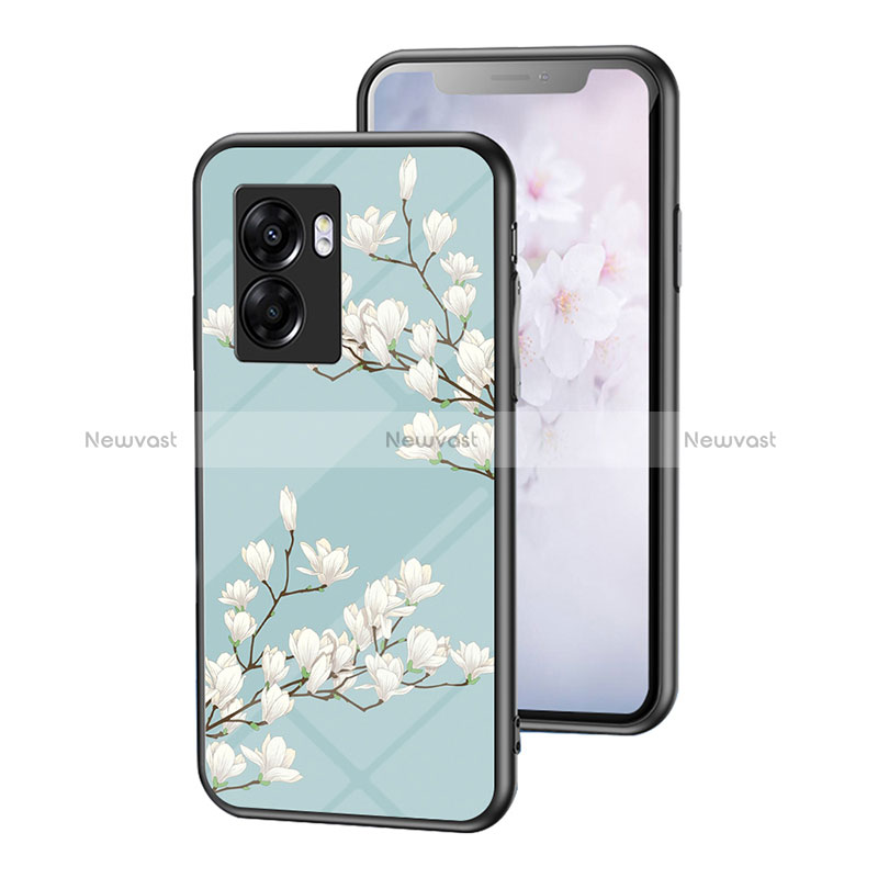 Silicone Frame Flowers Mirror Case Cover for Oppo A56S 5G