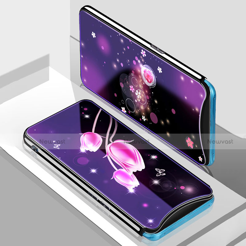 Silicone Frame Flowers Mirror Case Cover for Oppo Find X Super Flash Edition