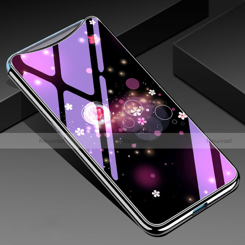 Silicone Frame Flowers Mirror Case Cover for Oppo Find X Super Flash Edition Purple