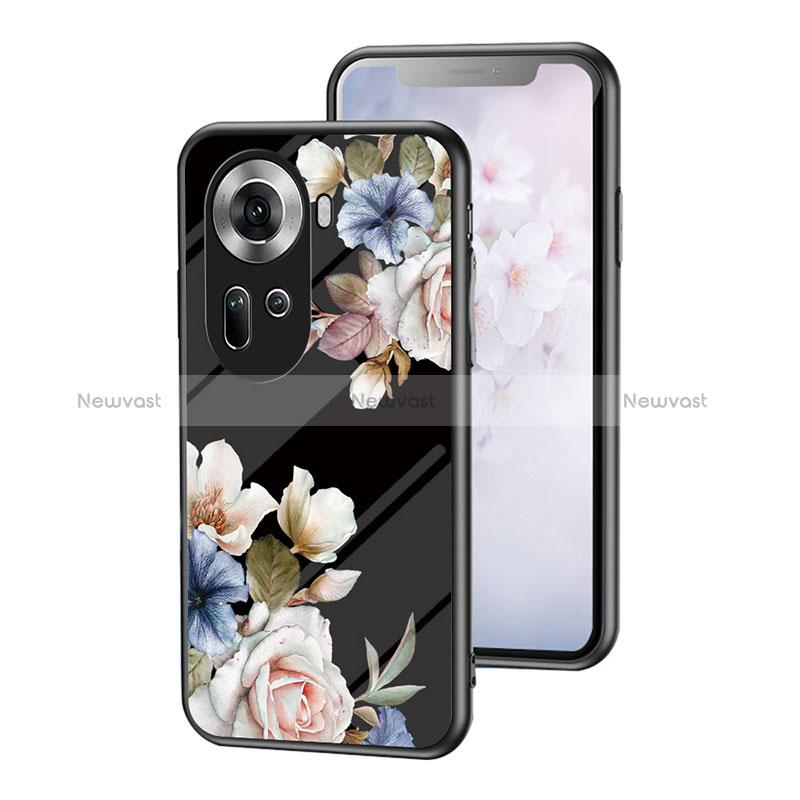 Silicone Frame Flowers Mirror Case Cover for Oppo Reno11 5G