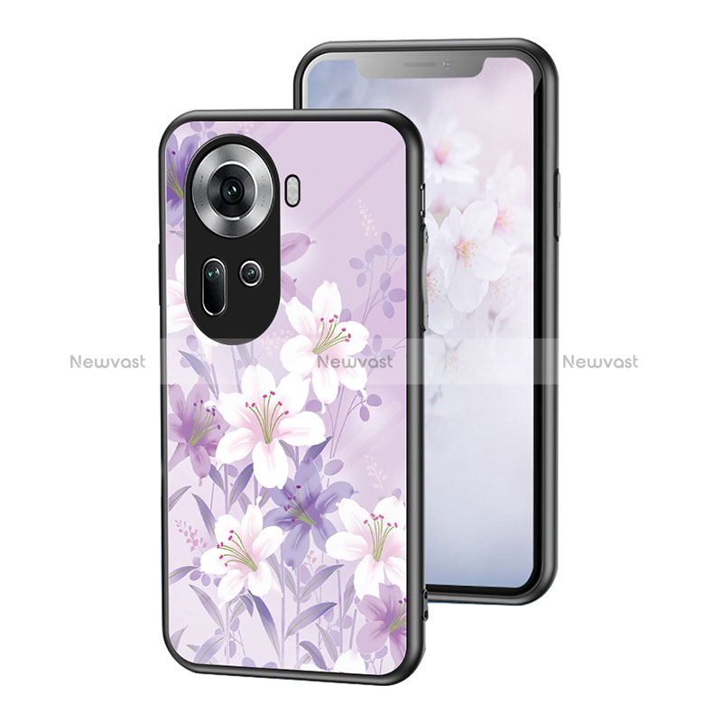 Silicone Frame Flowers Mirror Case Cover for Oppo Reno11 5G