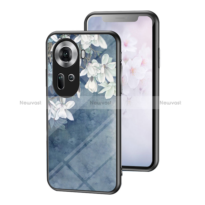 Silicone Frame Flowers Mirror Case Cover for Oppo Reno11 5G