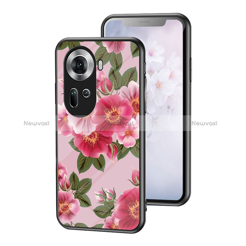 Silicone Frame Flowers Mirror Case Cover for Oppo Reno11 5G