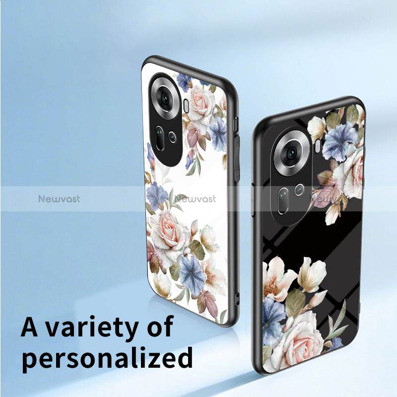 Silicone Frame Flowers Mirror Case Cover for Oppo Reno11 5G