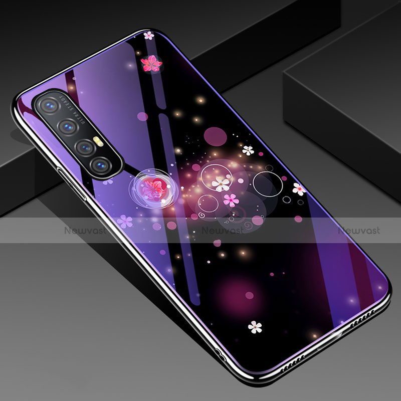 Silicone Frame Flowers Mirror Case Cover for Oppo Reno3 Pro