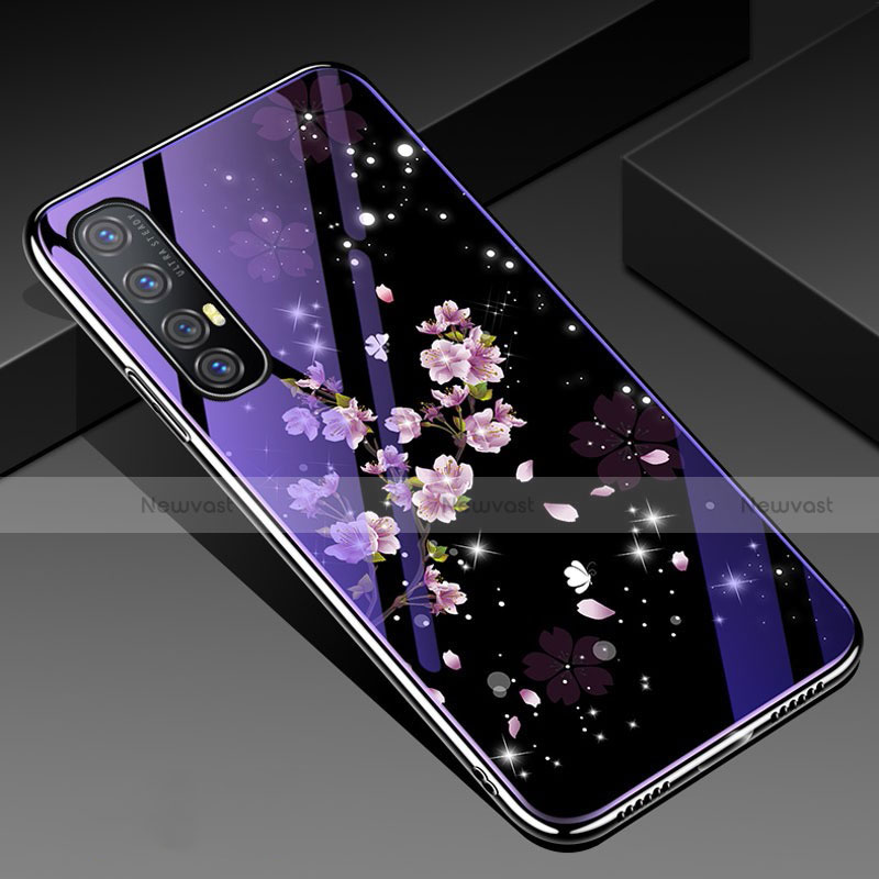 Silicone Frame Flowers Mirror Case Cover for Oppo Reno3 Pro