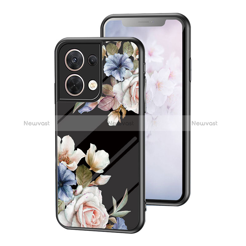 Silicone Frame Flowers Mirror Case Cover for Oppo Reno8 5G