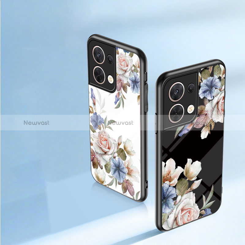 Silicone Frame Flowers Mirror Case Cover for Oppo Reno8 5G