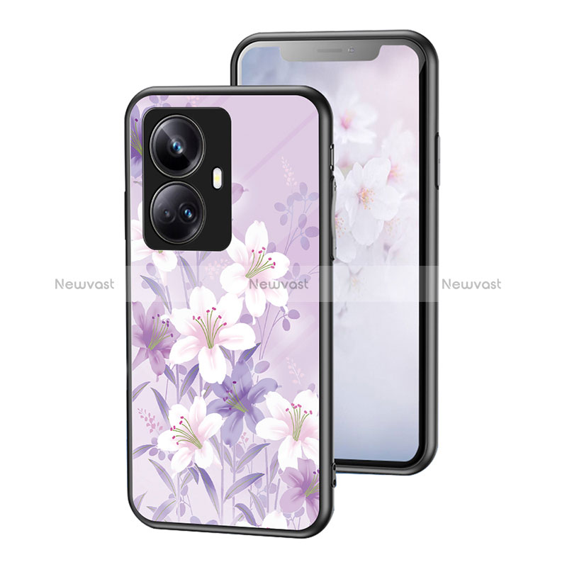 Silicone Frame Flowers Mirror Case Cover for Realme 10 Pro+ Plus 5G