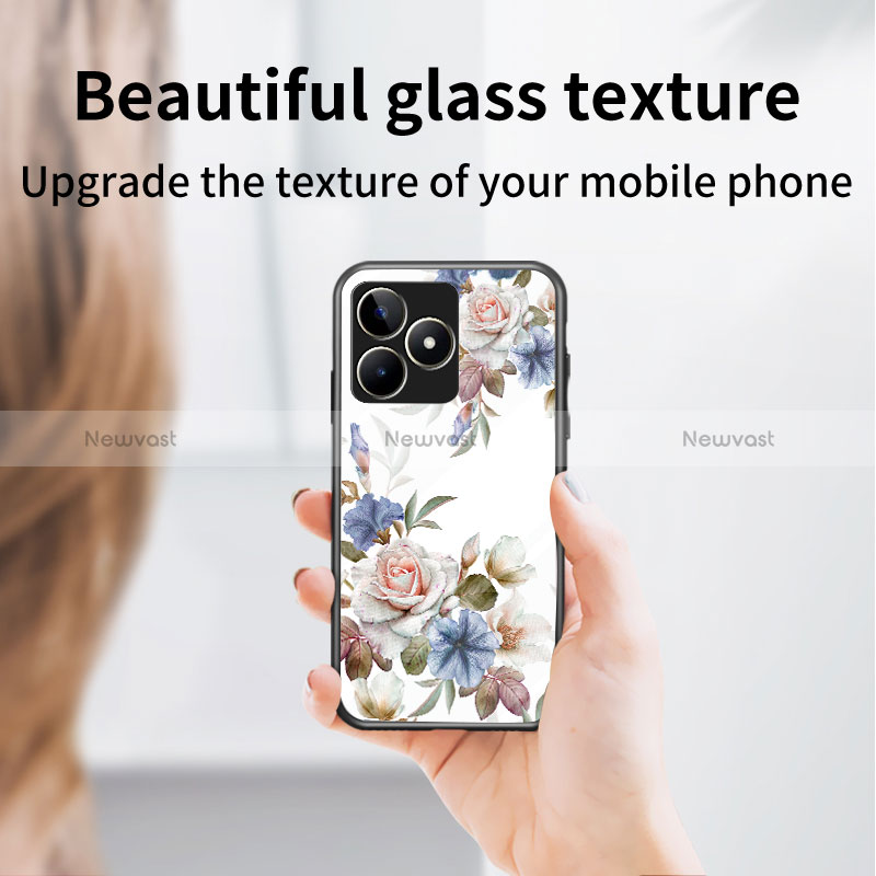 Silicone Frame Flowers Mirror Case Cover for Realme C51