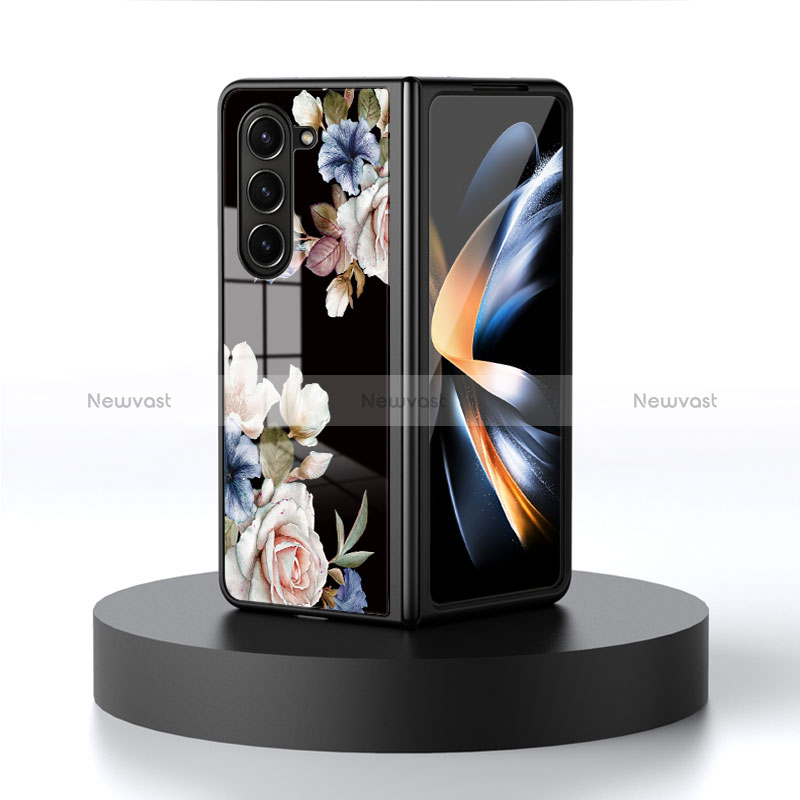 Silicone Frame Flowers Mirror Case Cover for Samsung Galaxy Z Fold5 5G