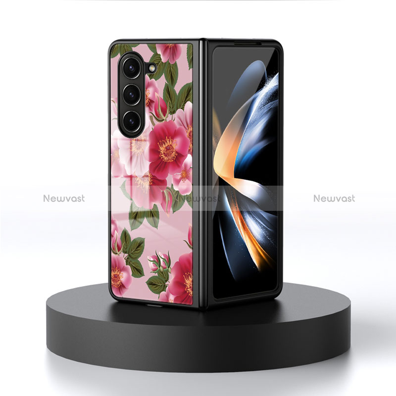 Silicone Frame Flowers Mirror Case Cover for Samsung Galaxy Z Fold5 5G