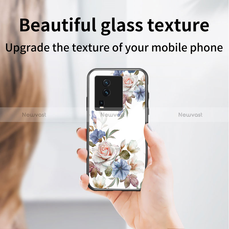 Silicone Frame Flowers Mirror Case Cover for Vivo iQOO Neo7 5G