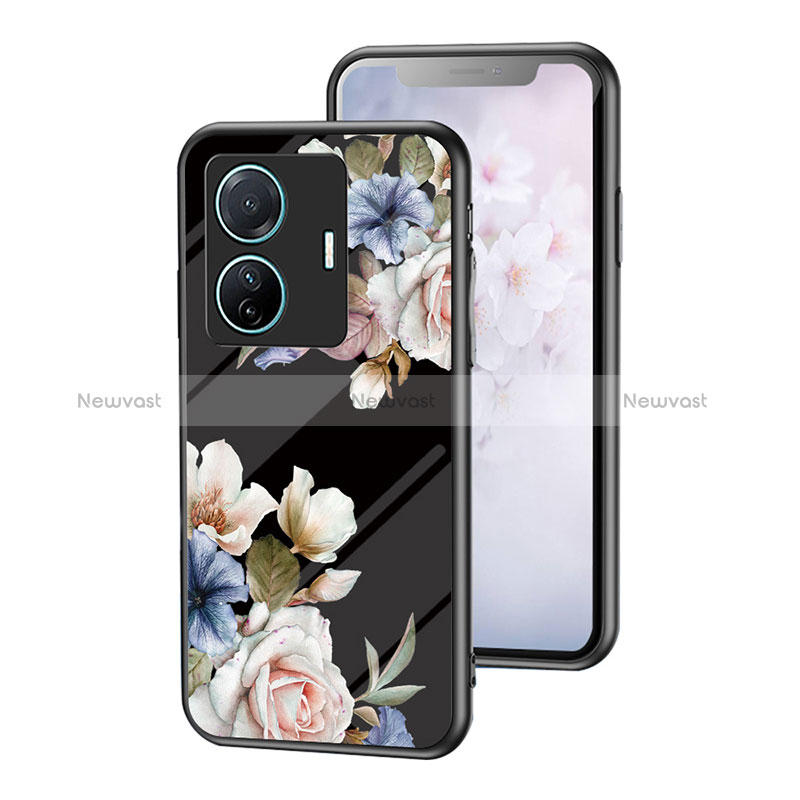 Silicone Frame Flowers Mirror Case Cover for Vivo iQOO Z6 Pro 5G